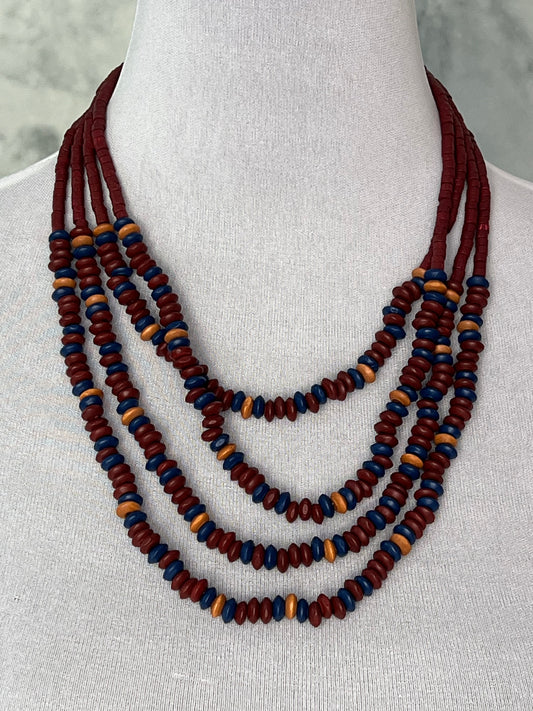 Collar abalorios madera