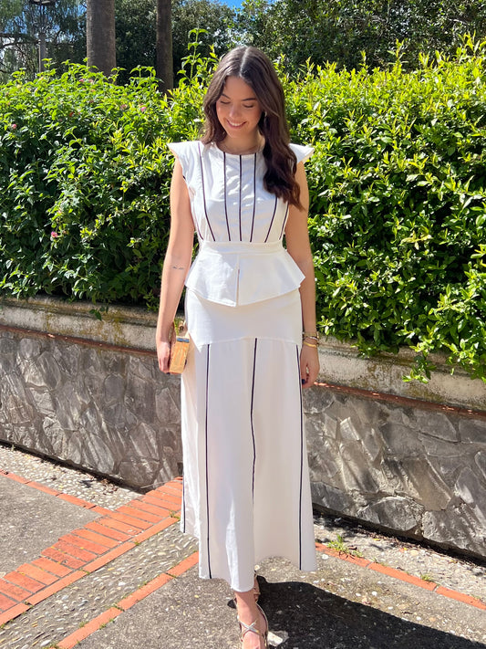 Conjunto falda y top estructura blanco