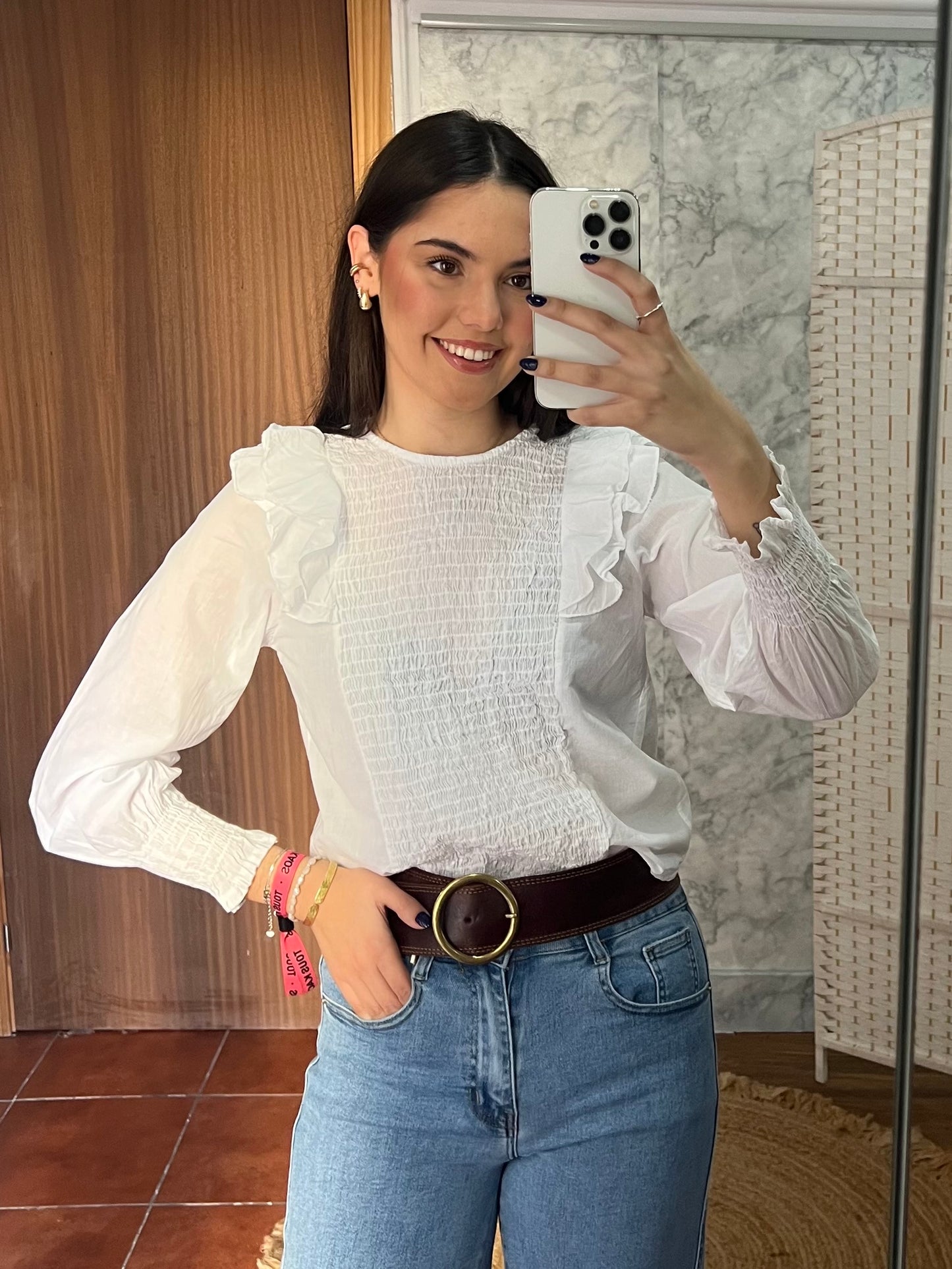 Blusa panel de abeja