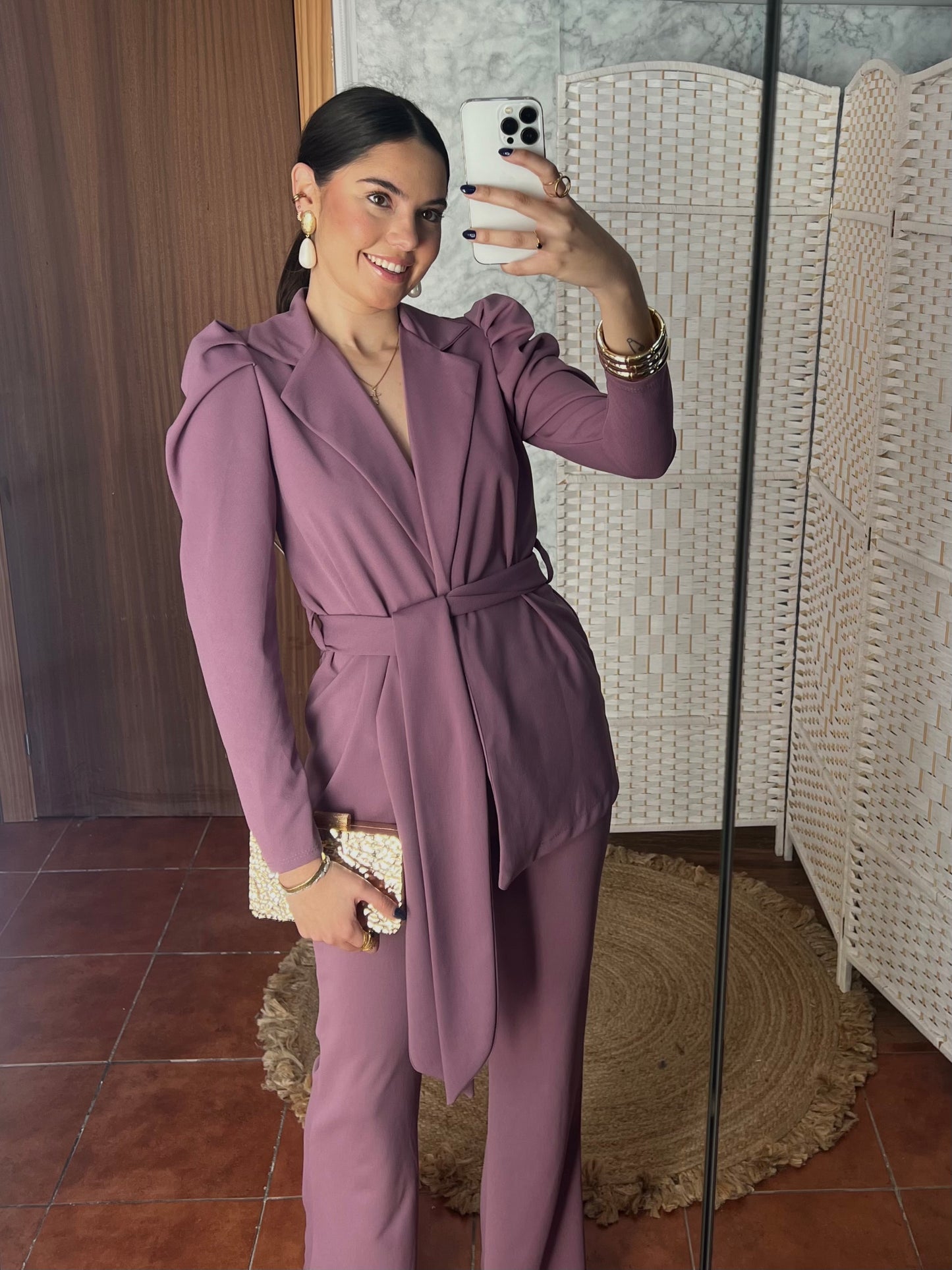 Traje de chaqueta dos piezas malva