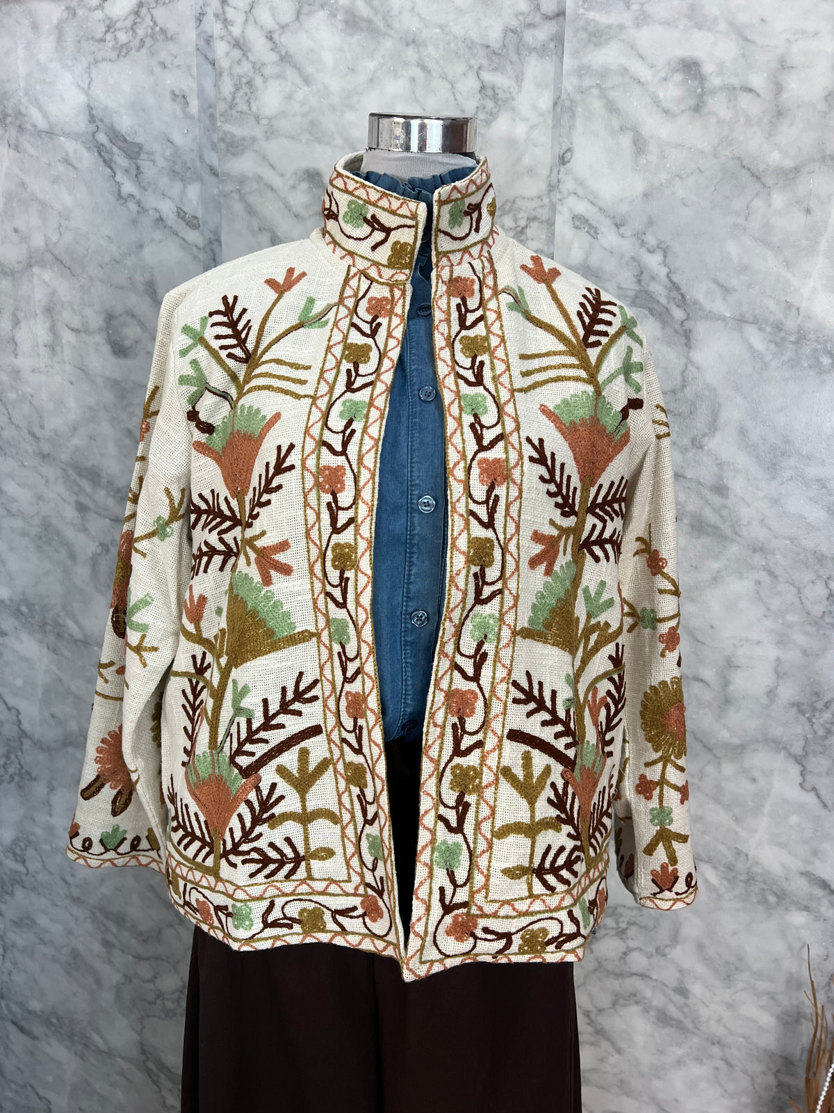 Chaqueta estampada bordada india