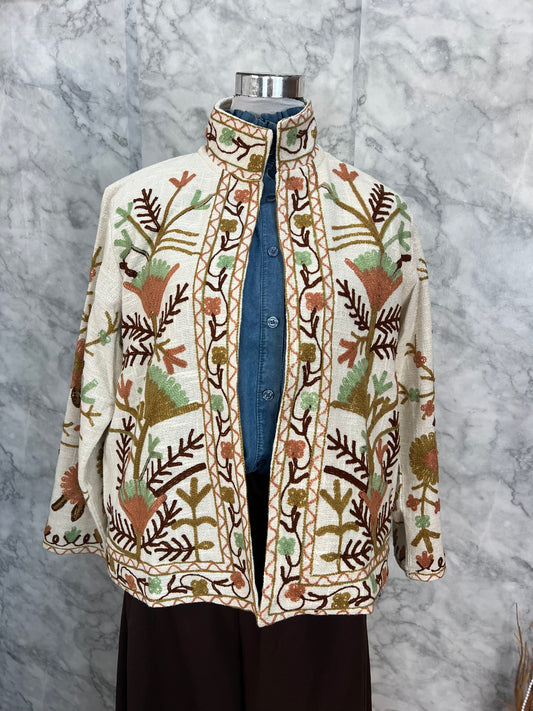 Chaqueta estampada bordada india