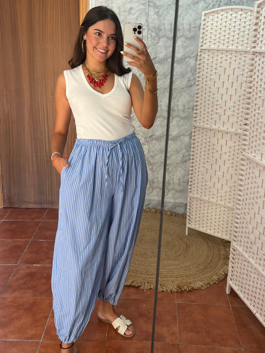 Pantalón bombacho rayas