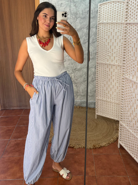 Pantalón bombacho rayas