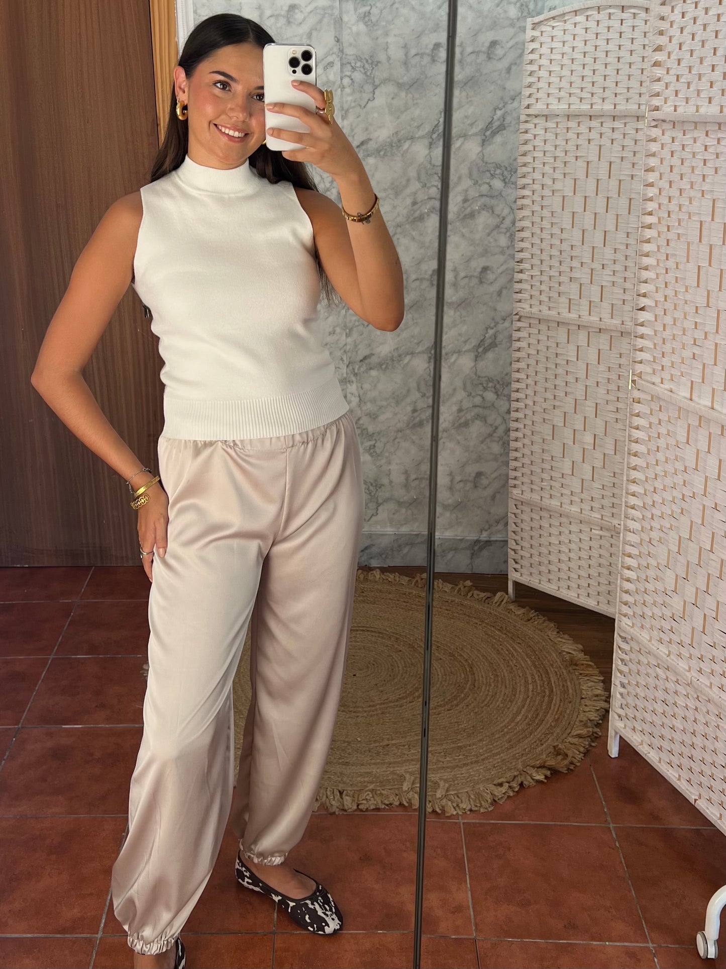 Bombacho satinado básico beige
