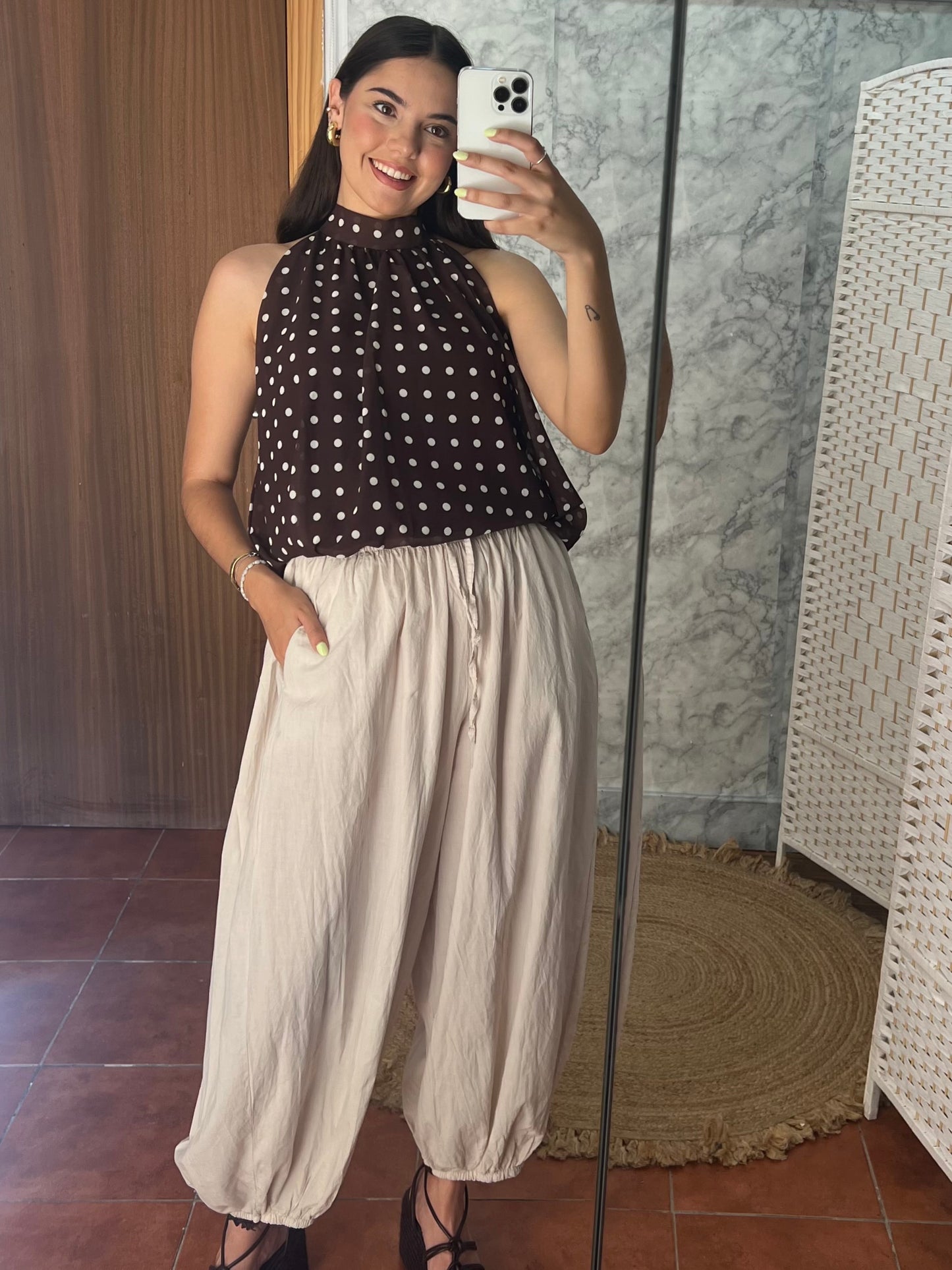 Pantalón bombacho popelín