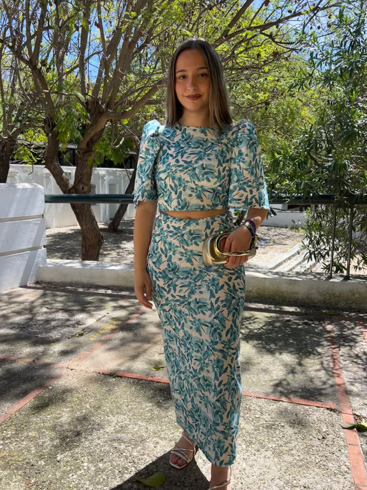 Conjunto top y falda estampado floral