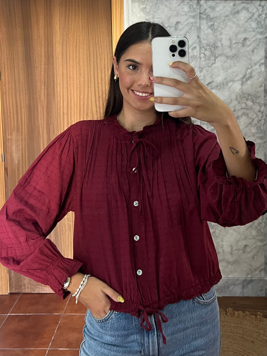 Blusa fruncida manga abullonada