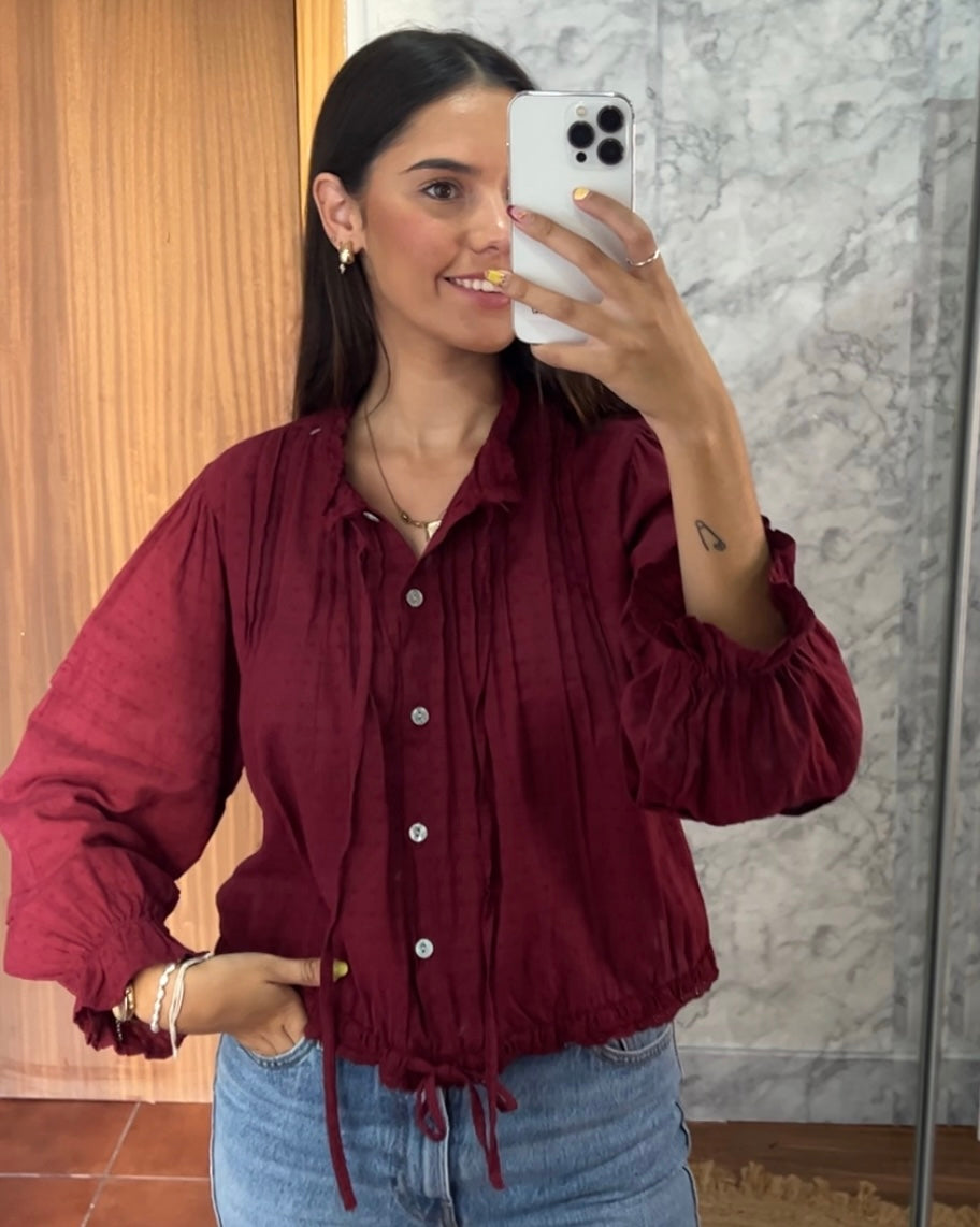 Blusa fruncida manga abullonada