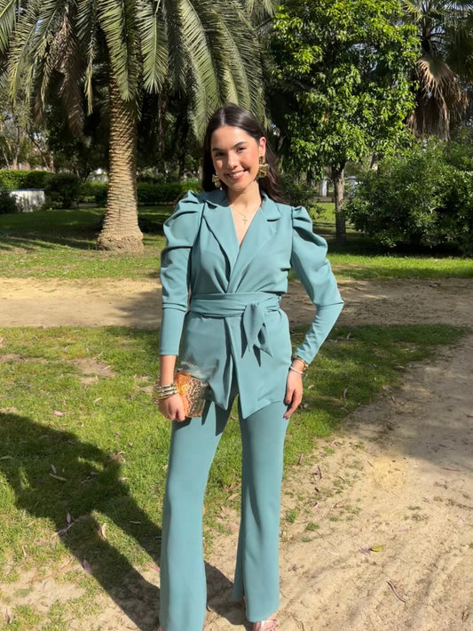 Traje de chaqueta dos piezas agua