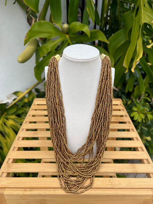 Maxi collar abalorios dorado