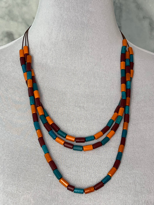 Collar abalorios madera