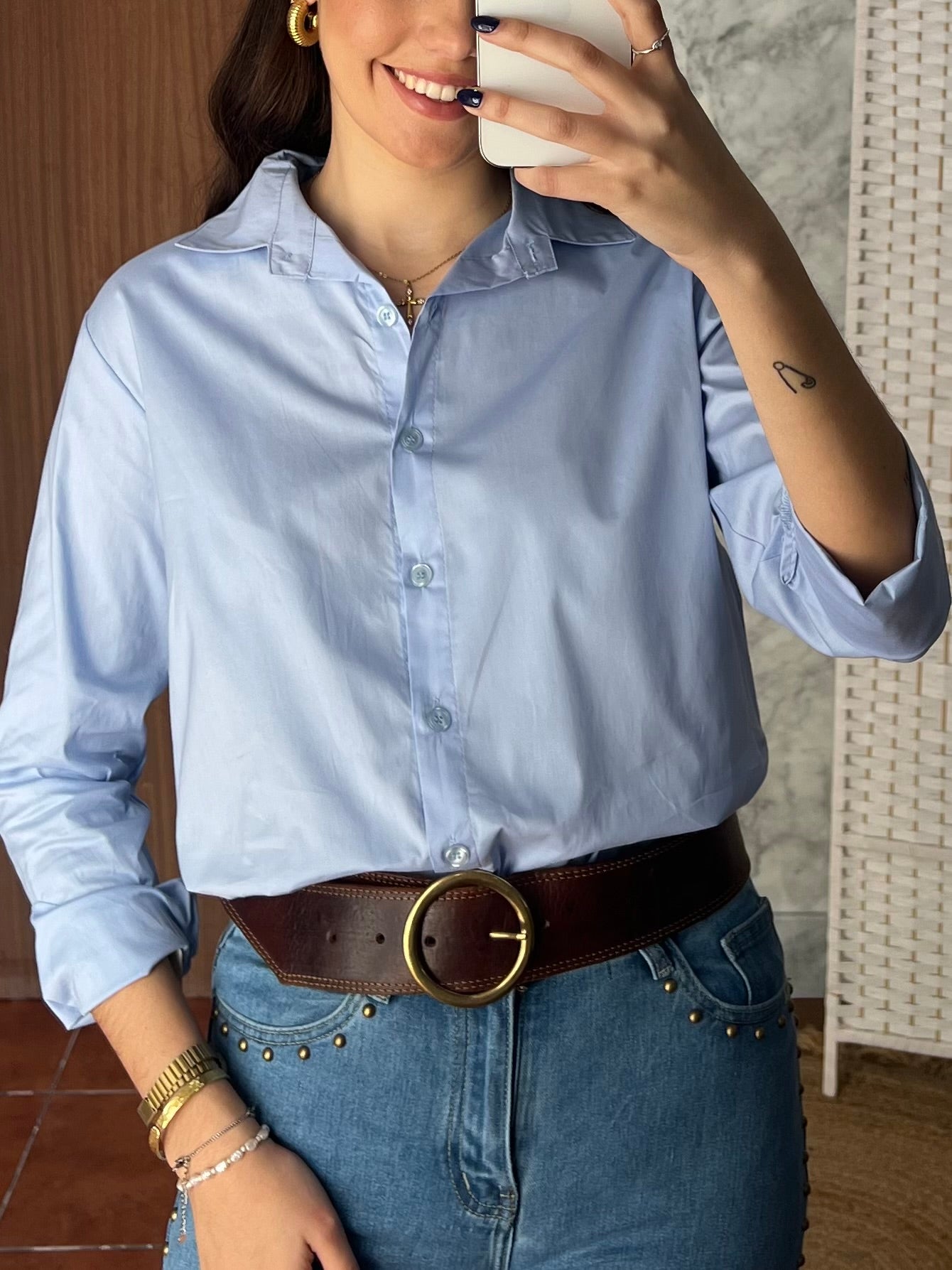 Camisa Oxford azul