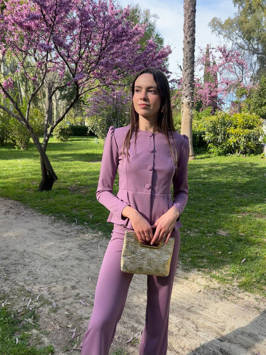 Conjuntos dos piezas abotonado malva