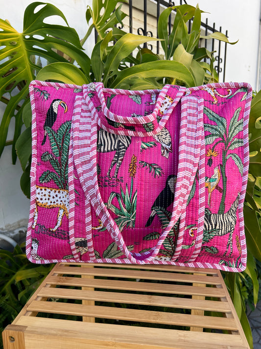Bolso shopper acolchado estampado