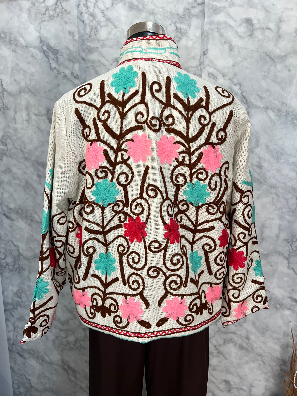 Chaqueta estampada bordada india