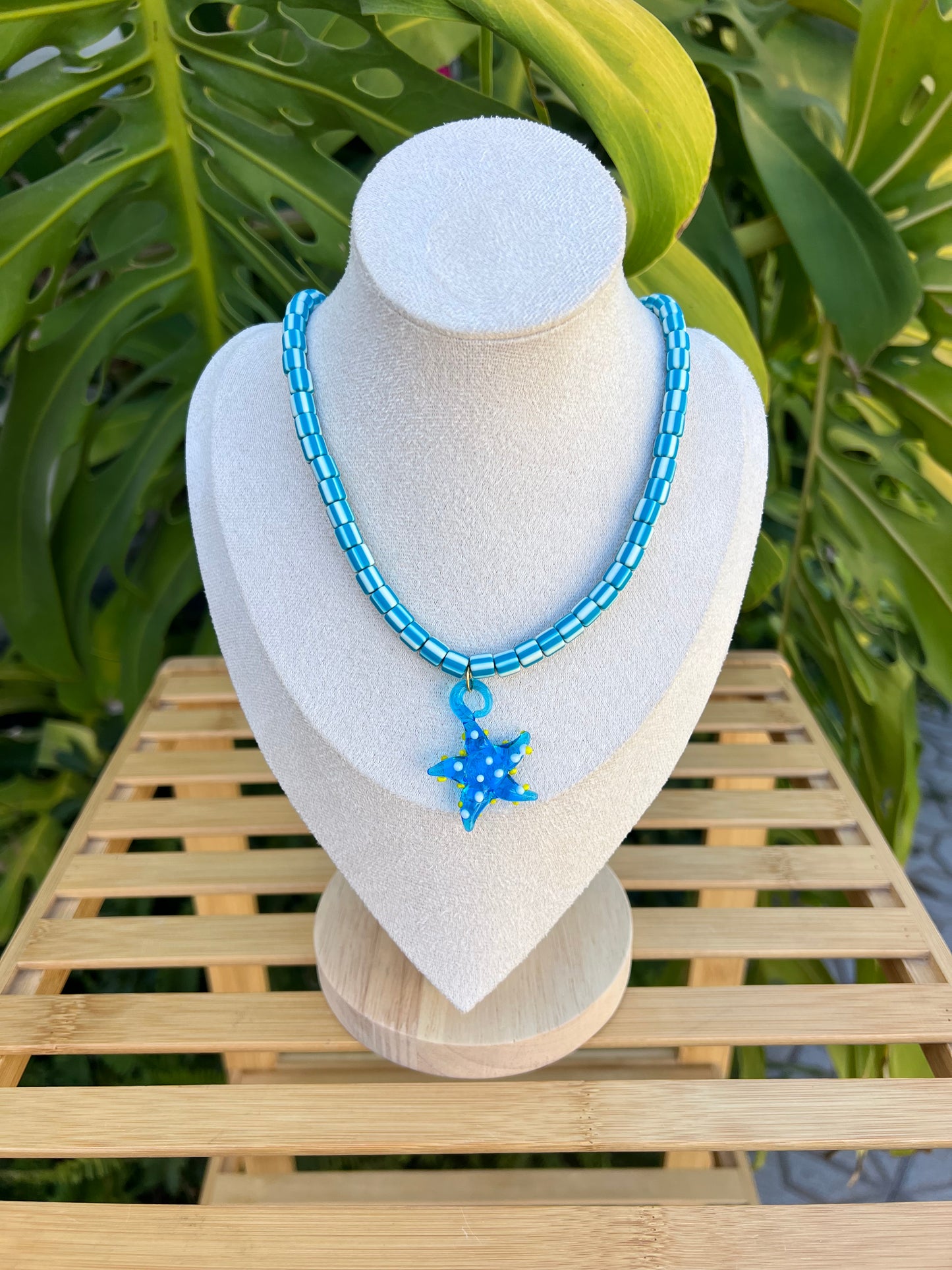 Collar abalorios estrella turquesa