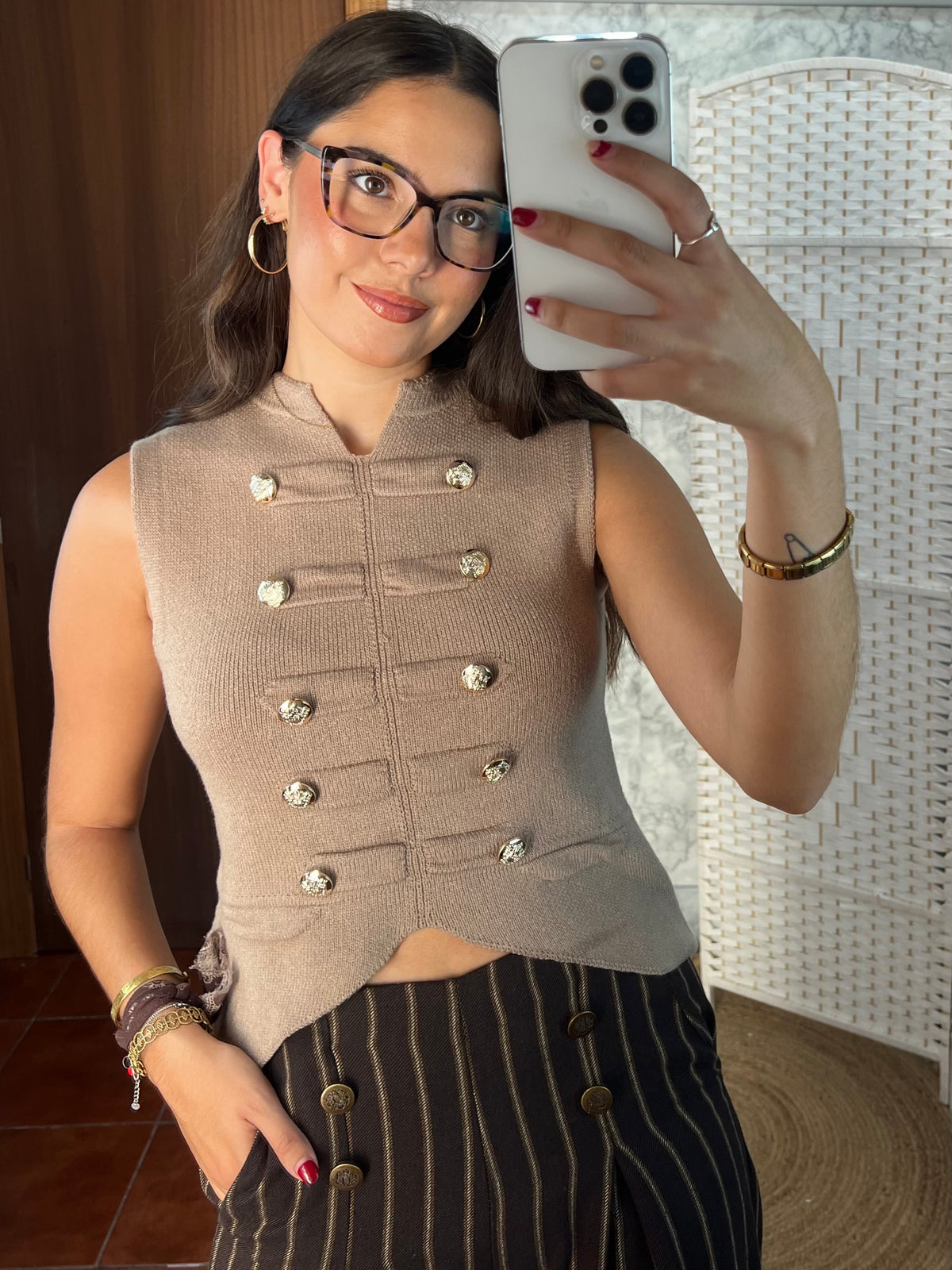 Chaleco de punto estilo militar