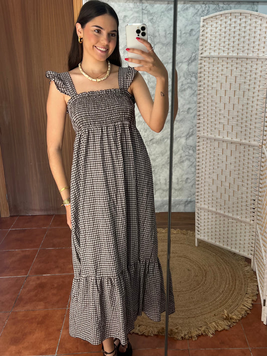 Vestido panel de abeja vichy