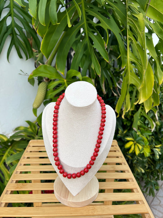 Collar bolas cerámica rojo