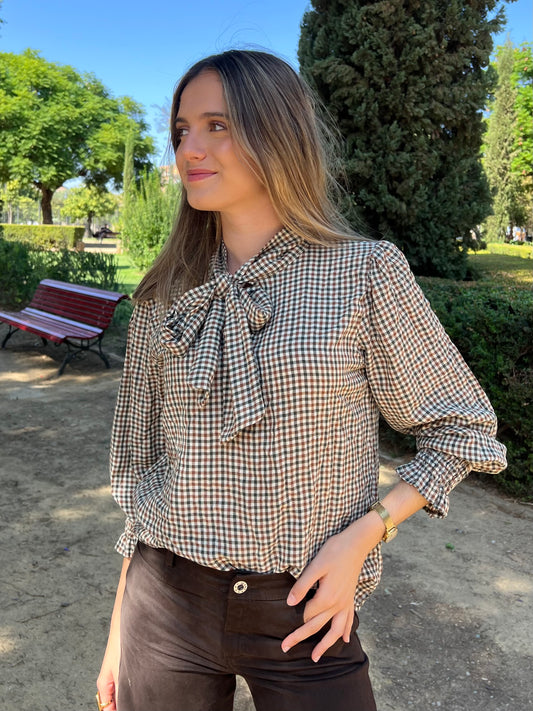 Blusa lazada cuadro vichy verde