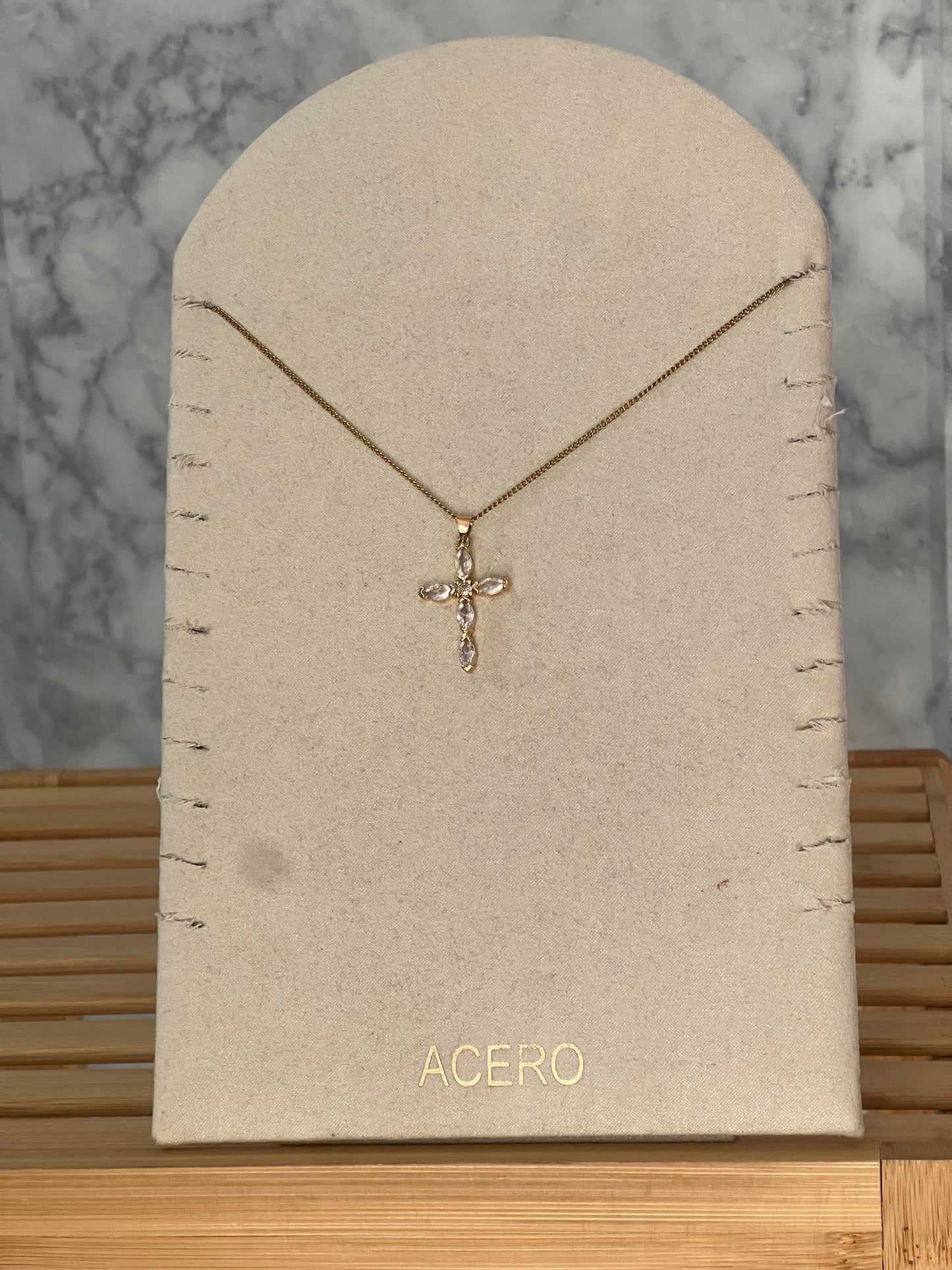 Colgante cruz brillo acero inoxidable