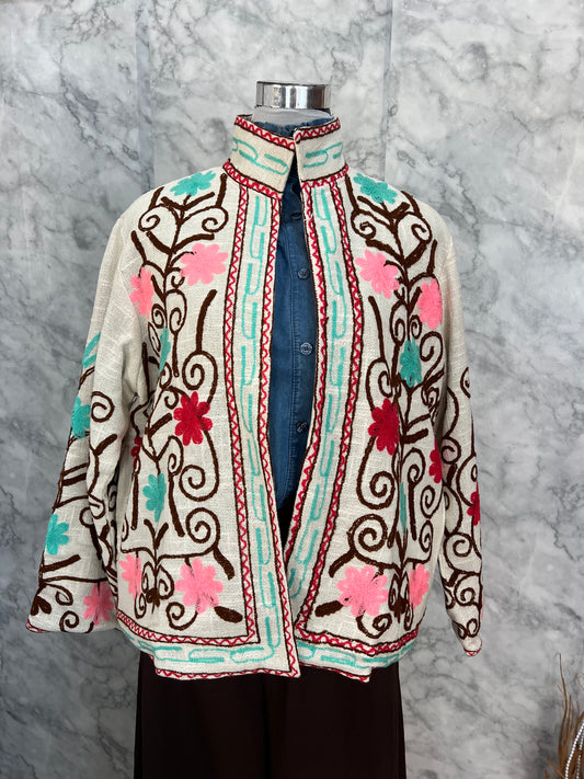 Chaqueta estampada bordada india