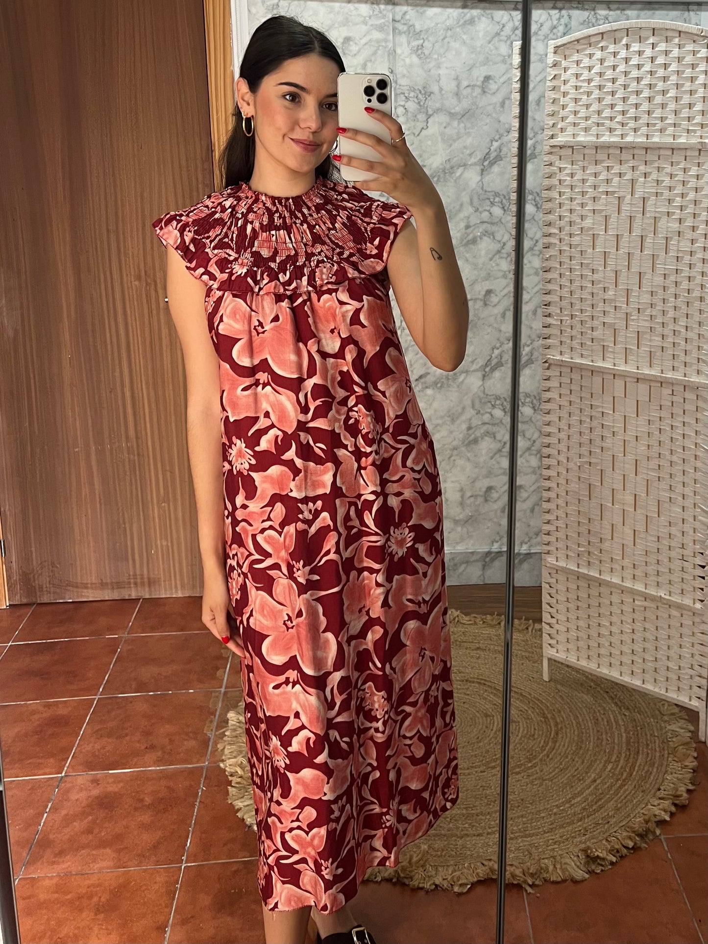 Vestido fluido volante floral