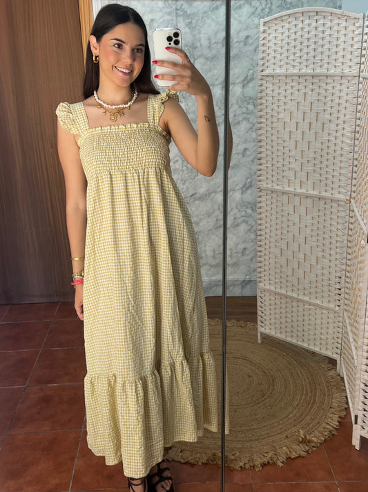 Vestido panel de abeja vichy